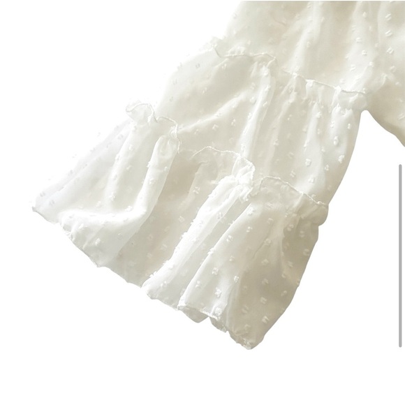 HL Affair Off the Shoulder Boho Peasant Blouson Top, White, Size M, NWT - Picture 7 of 11